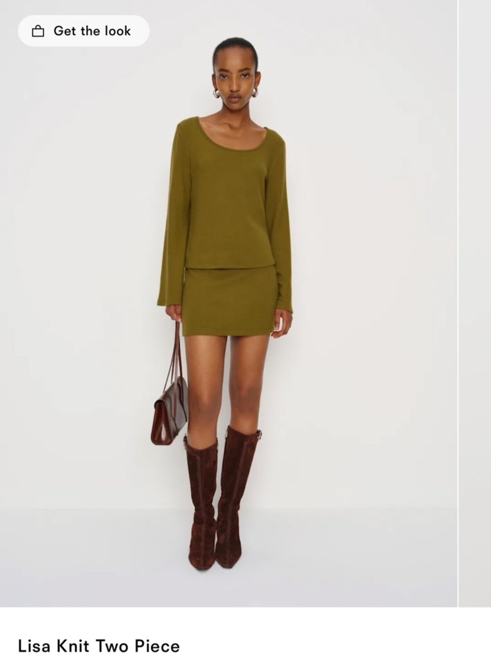 Reformation Olive Knit Scoop Neck Top